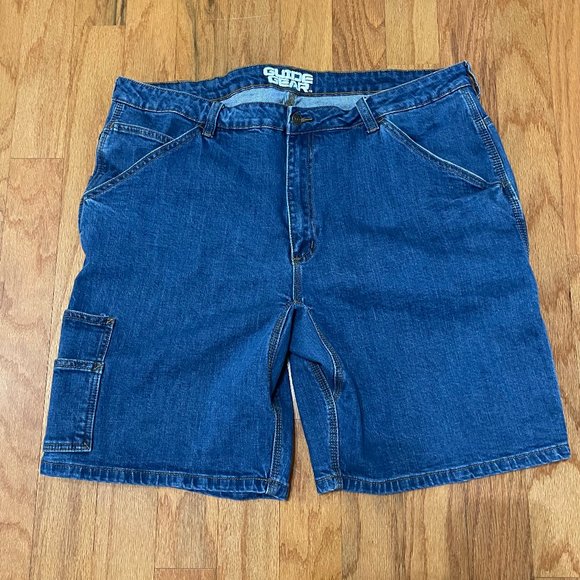 Guide Gear Jean Cargo Shorts tag Size 42 98% Cotton 2% Spandex Blue Carpenter - Picture 2 of 11